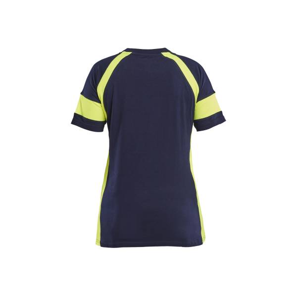 T-shirt de travail haute-visibilité femme coton - Blaklader - 3524 - Marine/Jaune fluo