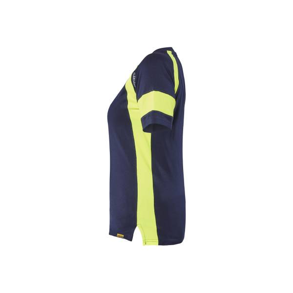 T-shirt de travail haute-visibilité femme coton - Blaklader - 3524 - Marine/Jaune fluo