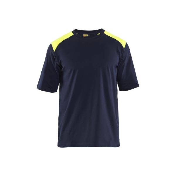 T-shirt de chantier retardant flamme haute-visibilité - Blaklader - 3476 - Marine/Jaune fluo