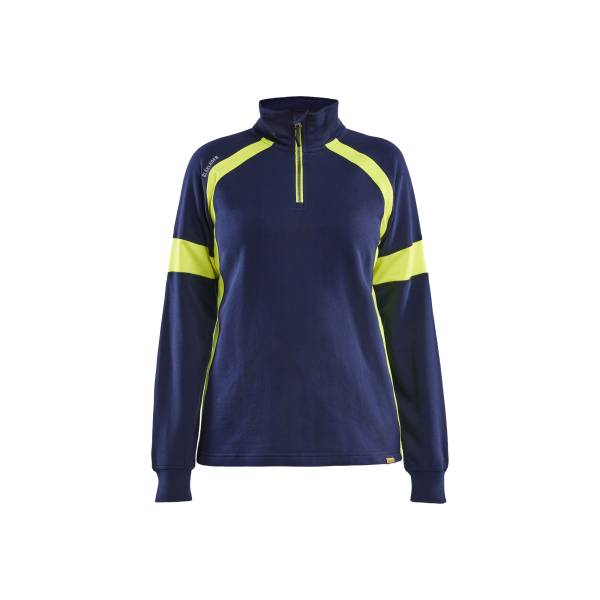 Sweat de travail haute-visibilité femme coton - Blaklader - 3566 - Marine/Jaune fluo