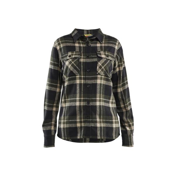Chemise de travail flanelle pour femme 100 % coton - Blaklader - 3218 - Vert foncé/Noir