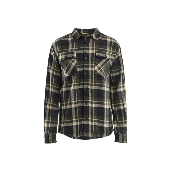 Chemise de travail flanelle robuste hiver coton - Blaklader - 3288 - Vert foncé/Noir