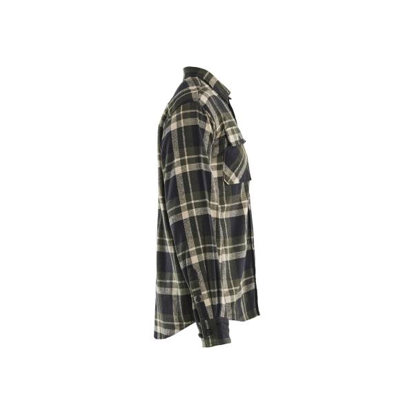 Chemise de travail flanelle robuste hiver coton - Blaklader - 3288 - Vert foncé/Noir