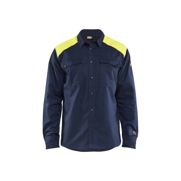 Chemise de travail ATEX Multinormes haute-visibilité - Blaklader - 3238 - Marine/Jaune fluo