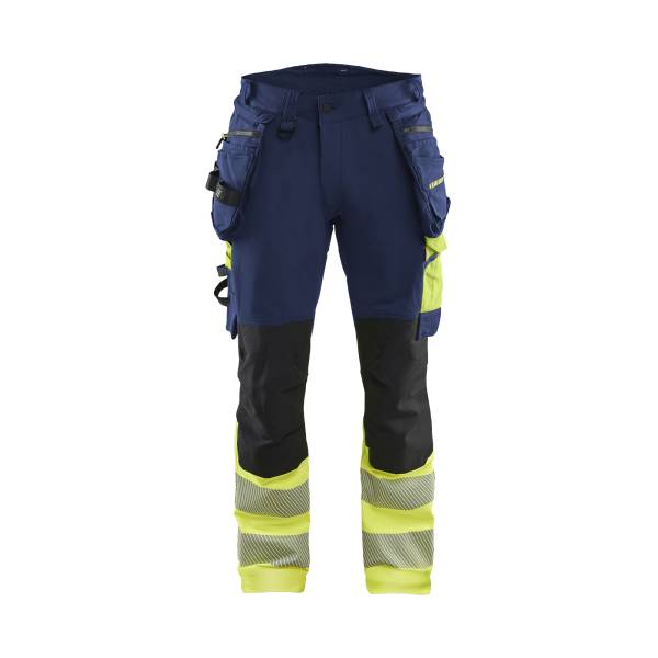 Pantalon de chantier haute-visibilité poches flottantes - Blaklader - 1125 Marine/Jaune fluo