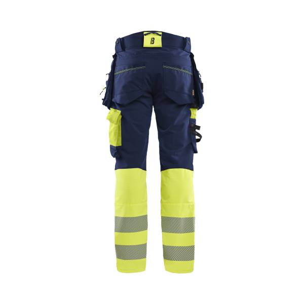 Pantalon de chantier haute-visibilité poches flottantes - Blaklader - 1125 Marine/Jaune fluo