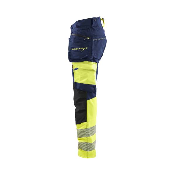 Pantalon de chantier haute-visibilité poches flottantes - Blaklader - 1125 Marine/Jaune fluo
