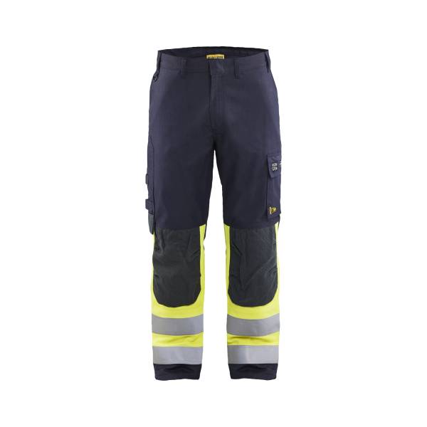 Pantalon de travail ATEX multinormes haute-visibilité - Blaklader - 1491 Marine/Jaune fluo