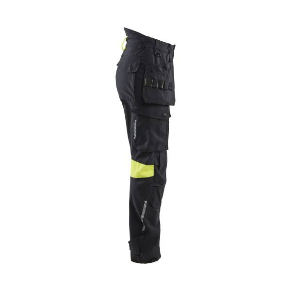 Pantalon de chantier ATEX multinormes inhérent femme Cotonpoly - Blaklader - 7108 - Noir/Jaune fluo