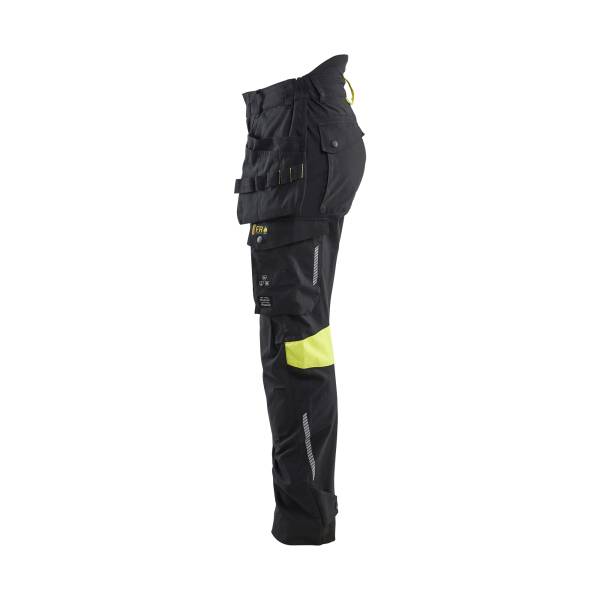 Pantalon de chantier ATEX multinormes inhérent femme Cotonpoly - Blaklader - 7108 - Noir/Jaune fluo