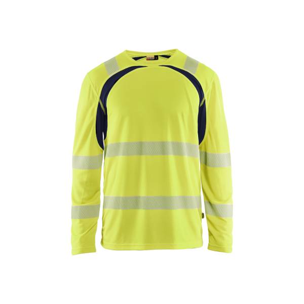 T-shirt de chantier haute-visibilité manches longues - Blaklader - 3599 - Jaune fluo/Marine