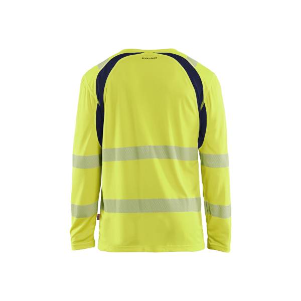 T-shirt de chantier haute-visibilité manches longues - Blaklader - 3599 - Jaune fluo/Marine