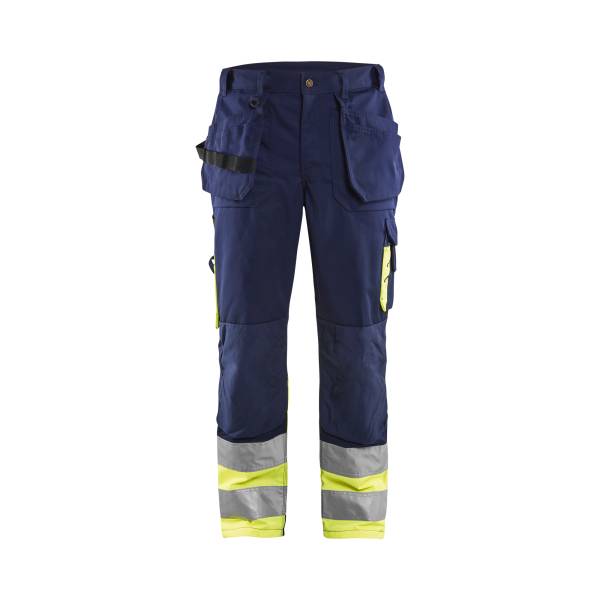 Pantalon de chantier haute-visibilité coton - Blaklader - 1529 - Marine/Jaune fluo