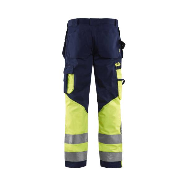 Pantalon de chantier haute-visibilité coton - Blaklader - 1529 - Marine/Jaune fluo