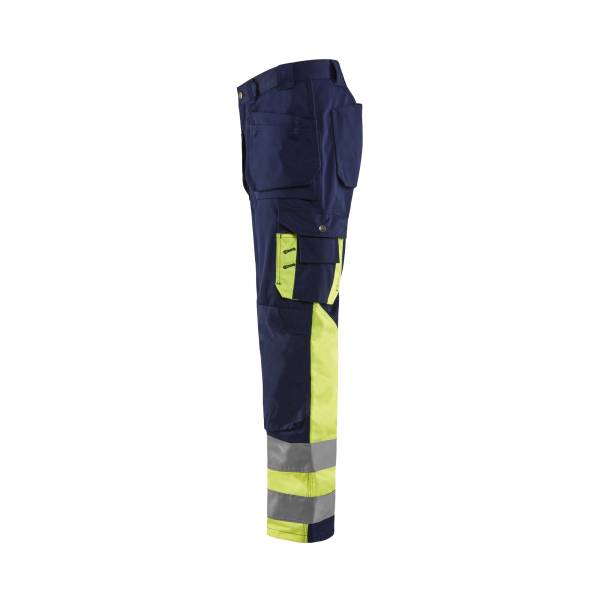 Pantalon de chantier haute-visibilité coton - Blaklader - 1529 - Marine/Jaune fluo