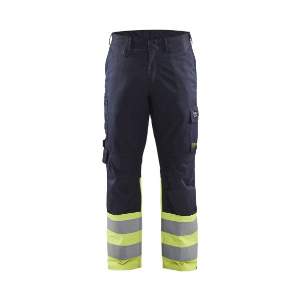 Pantalon de travail ignifugé Inherent Steel Coton - Blaklader - 1705 Marine/Jaune fluo