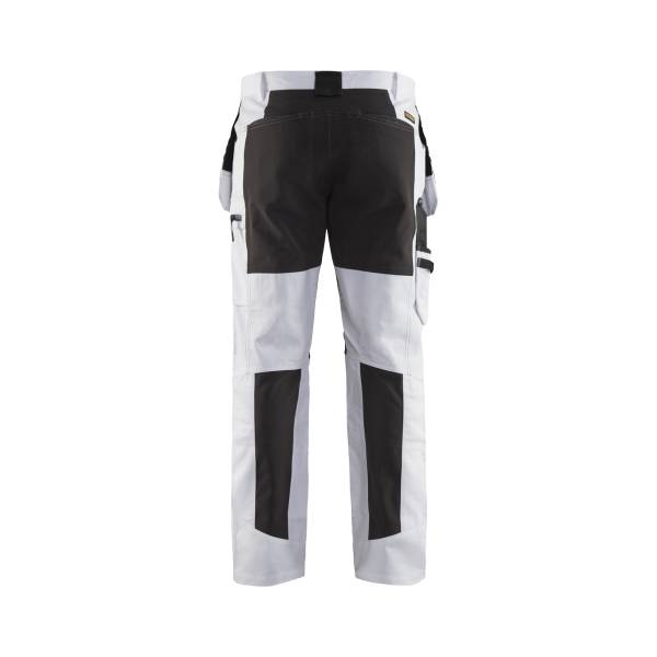 Pantalon de chantier peintre stretch 100 % coton - Blaklader - 1910 - Blanc/Noir