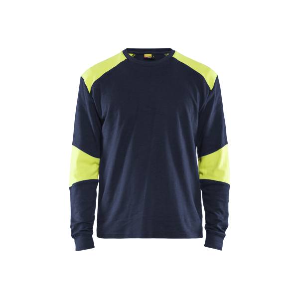 T-shirt de chantier retardant flamme inhérent haute-visibilité Coton - Blaklader - 3457 - Marine/Jaune fluo