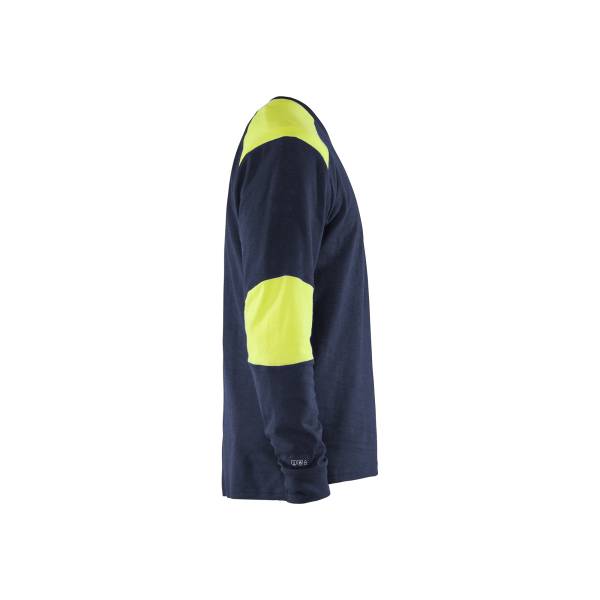T-shirt de chantier retardant flamme inhérent haute-visibilité Coton - Blaklader - 3457 - Marine/Jaune fluo