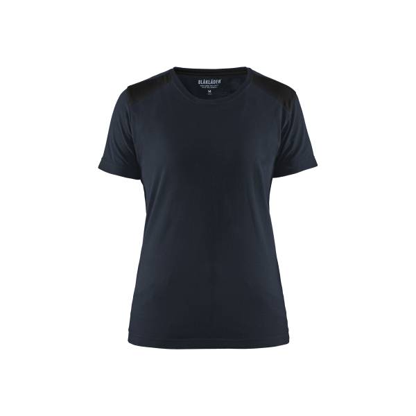 T-shirt de travail femme 100% coton - Blaklader - 3479 - Marine foncé/Noir