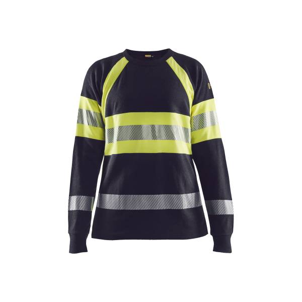 T-shirt de chantier ignifugé haute-visibilité femme - Blaklader - 3494 - Marine/Jaune fluo