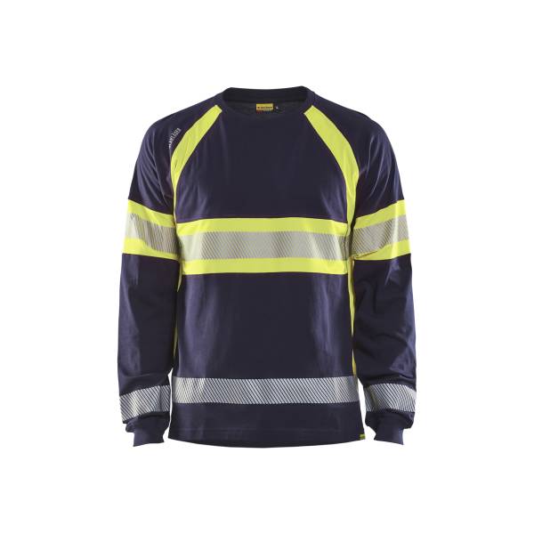 T-shirt de chantier haute-visibilité coton - Blaklader - 3510 - Marine/Jaune fluo