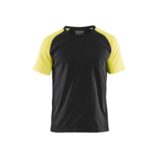 T-shirt de travail haute-visibilité en coton - Blaklader - 3515 - Noir/Jaune fluo