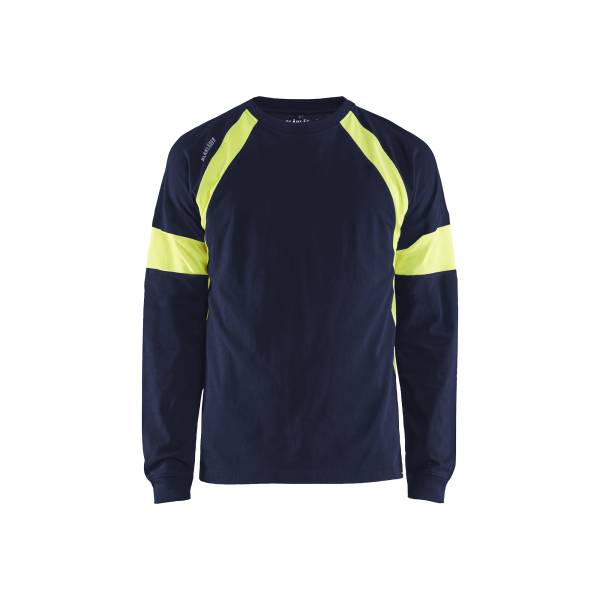 T-shirt de chantier haute-visibilité en coton - Blaklader - 3520 Marine/Jaune fluo