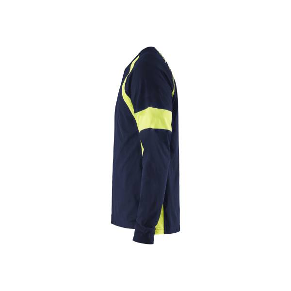 T-shirt de chantier haute-visibilité en coton - Blaklader - 3520 Marine/Jaune fluo