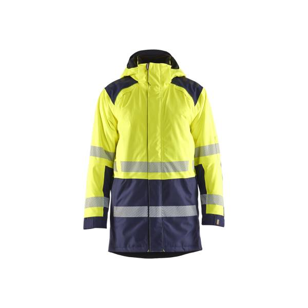 Parka de travail haute-visibilité hiver avec capuche - Blaklader - 4457 - Jaune fluo/Marine