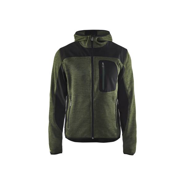Veste softshell tricotée avec capuche - Blaklader - 4930 - Vert Kaki/Noir