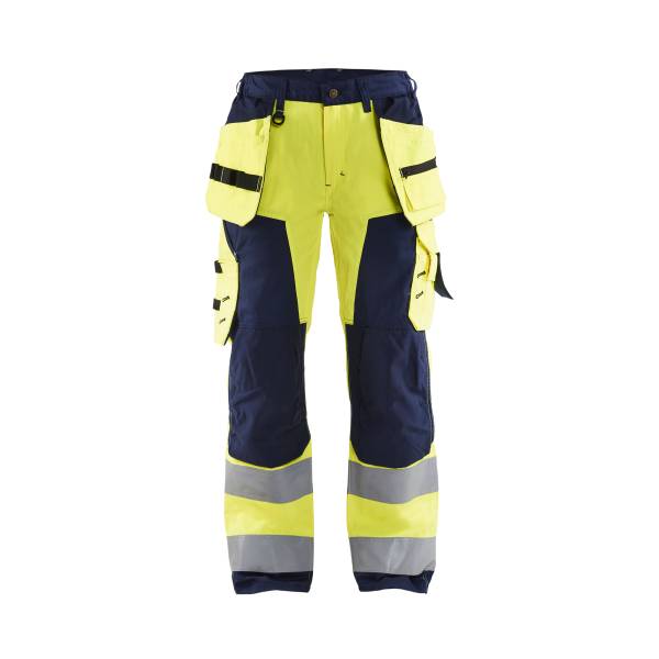 Pantalon de chantier haute-visibilité femme Polycoton - Blaklader - 7156 Jaune fluo/Marine