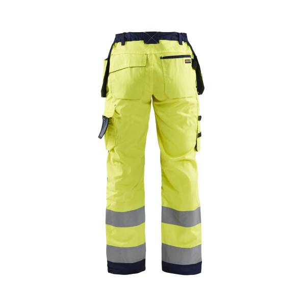 Pantalon de chantier haute-visibilité femme Polycoton - Blaklader - 7156 Jaune fluo/Marine