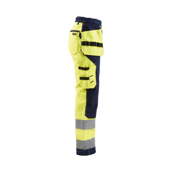 Pantalon de chantier haute-visibilité femme Polycoton - Blaklader - 7156 Jaune fluo/Marine