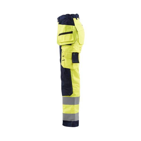 Pantalon de chantier haute-visibilité femme Polycoton - Blaklader - 7156 Jaune fluo/Marine