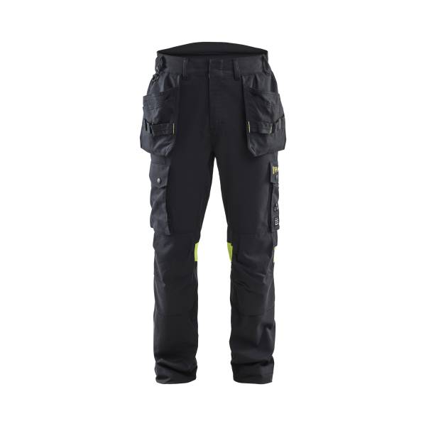 Pantalon de travail ignifugé poches flottantes - Blaklader - 1418 Noir/Jaune fluo